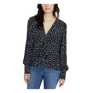 SANCTUARY Womens Black Speckle Long Sleeve V Neck Top XXS